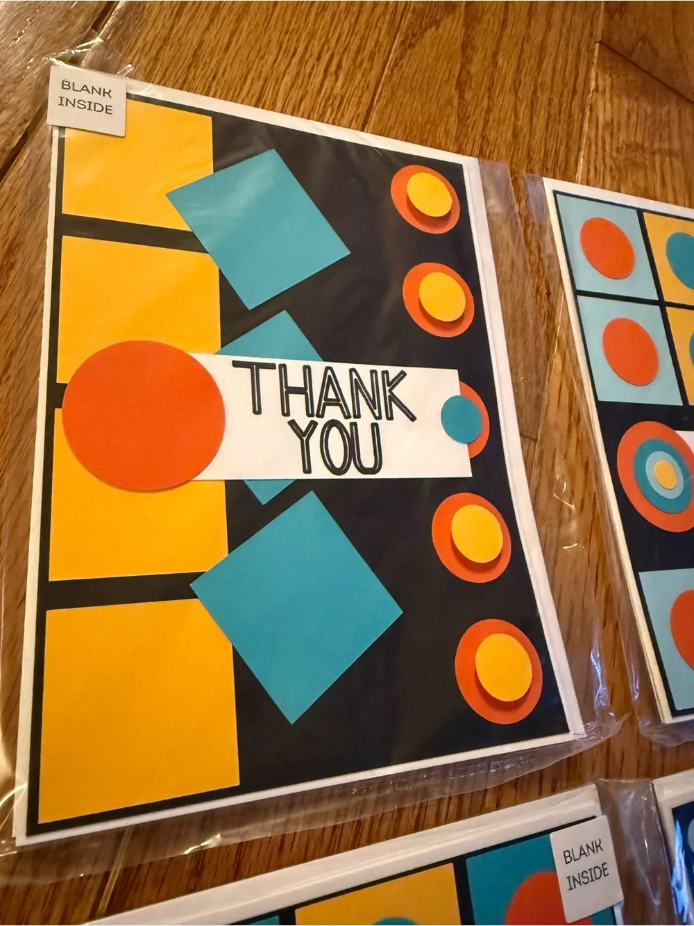 6 Handmade Thank You Happy Birthday Geometric Shape Masculine Man Greeting Cards
